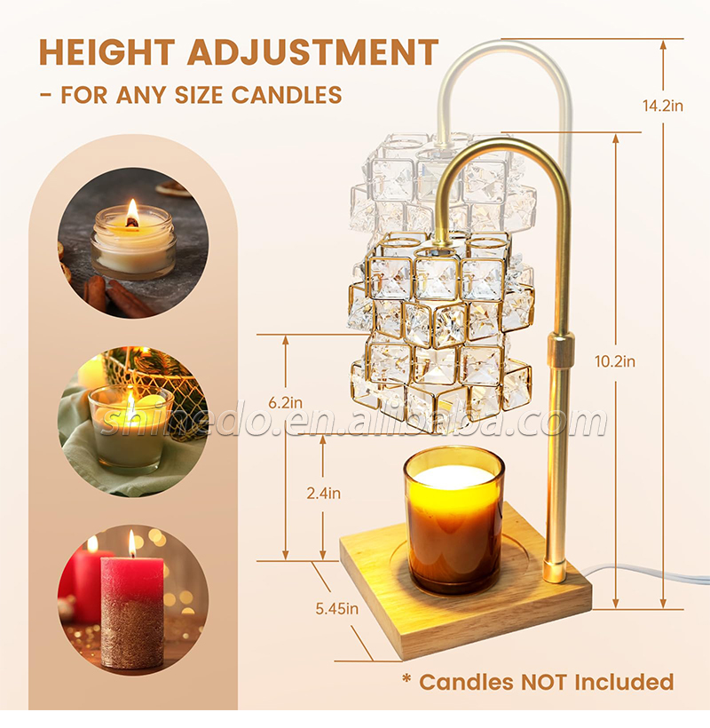 Electric Candle Warmer Flameless Wax Melting Light Creative Crystal Aromatherapy Desk Bedside Decor Candle Warm Lamp SD-SL1175