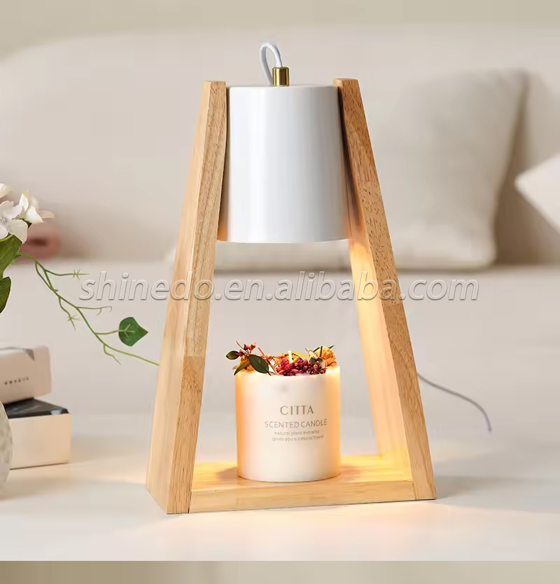 Solid Wood Lamp Body Electric Candle Warmer Wax Melt Lamps Scented Candles for Desk, Table, Bedroom Night Lights SD-SL1584