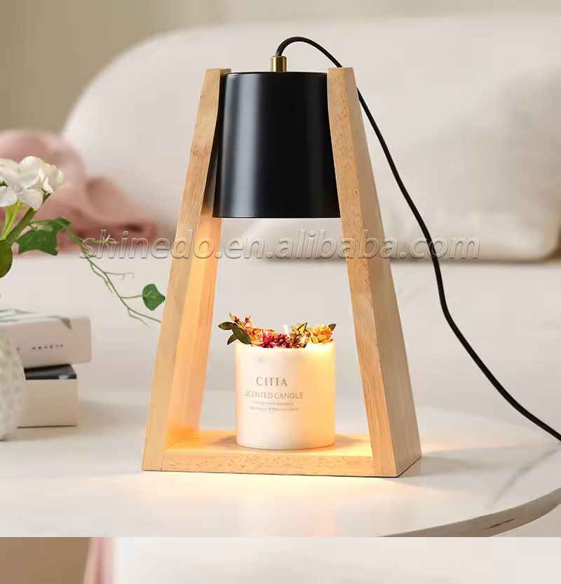 Solid Wood Lamp Body Electric Candle Warmer Wax Melt Lamps Scented Candles for Desk, Table, Bedroom Night Lights SD-SL1584