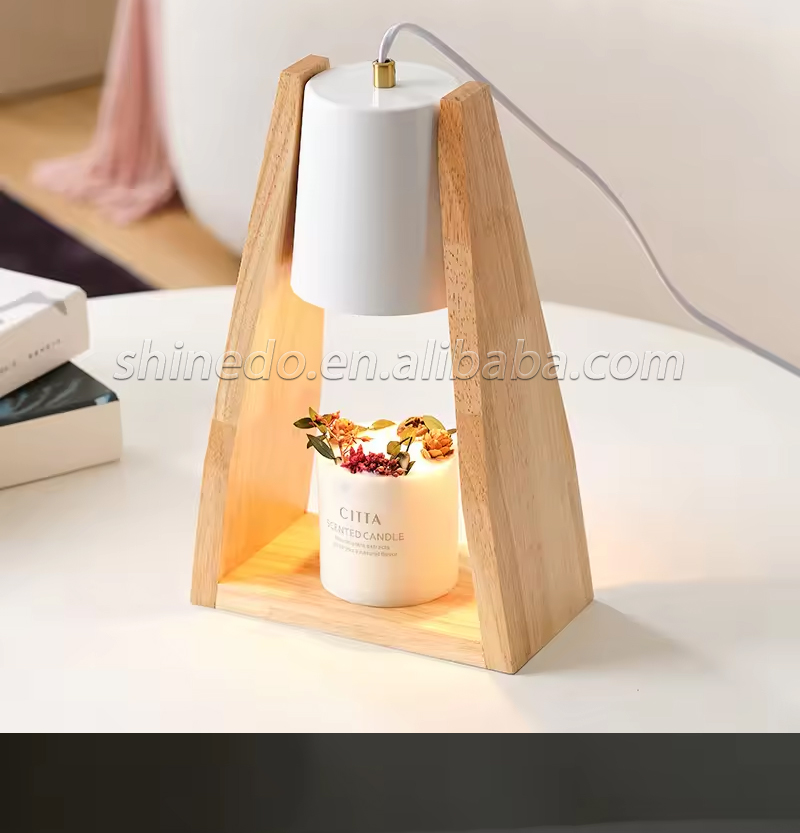 Solid Wood Lamp Body Electric Candle Warmer Wax Melt Lamps Scented Candles for Desk, Table, Bedroom Night Lights SD-SL1584