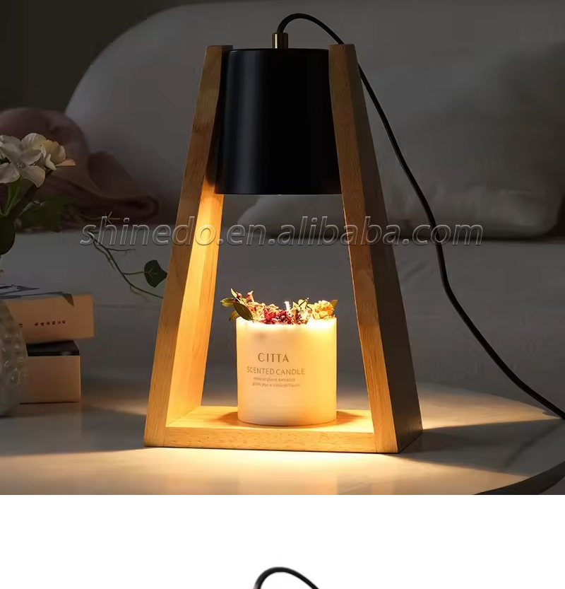 Solid Wood Lamp Body Electric Candle Warmer Wax Melt Lamps Scented Candles for Desk, Table, Bedroom Night Lights SD-SL1584