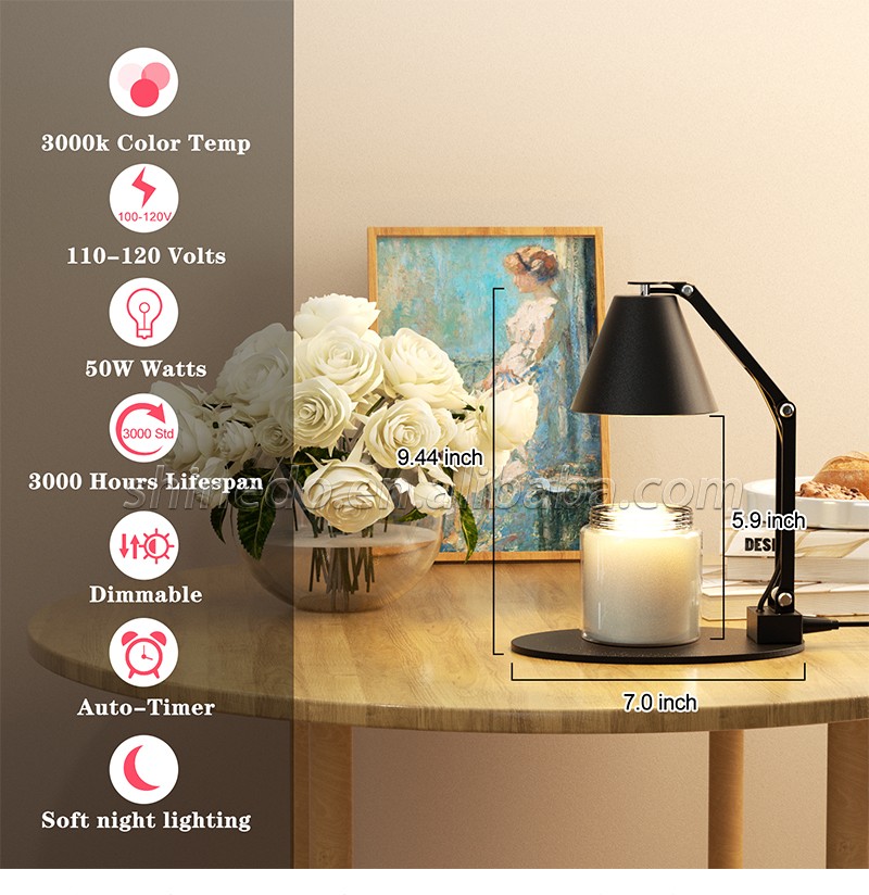 Electric candle warmer lamp Multi-functional Table Lamp Adjustable Brightness and USB Charging Port for Bedroom and Study SD-SL1643