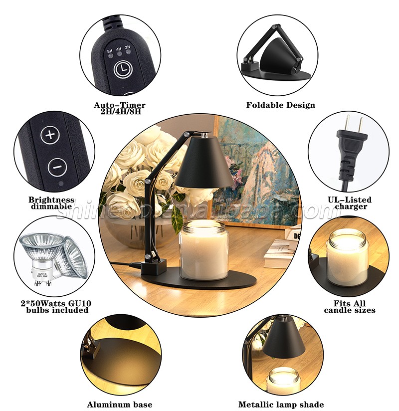 Electric candle warmer lamp Multi-functional Table Lamp Adjustable Brightness and USB Charging Port for Bedroom and Study SD-SL1643