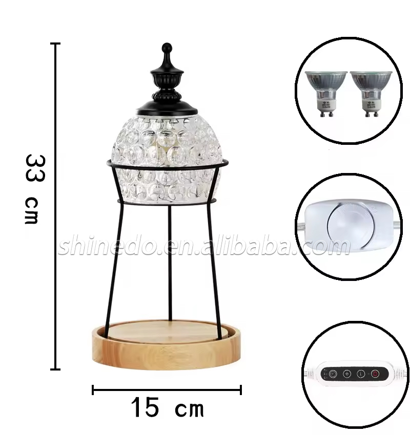 Modern Minimalism Indoor Bedroom Living Room bedside Atmosphere Wood Crystal Wax Melting Lamp Candle Warmer Table Lamp SD-SL1663