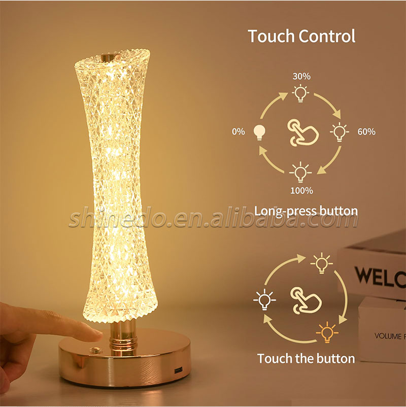 Crystal Table Lamp LED Desktop Night Light Nordic Decoration Desk Lamps Bar Hotel Bedroom Bedside Lighting SD-SR542