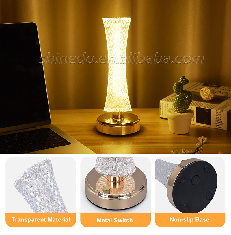 Crystal Table Lamp LED Desktop Night Light Nordic Decoration Desk Lamps Bar Hotel Bedroom Bedside Lighting SD-SR542