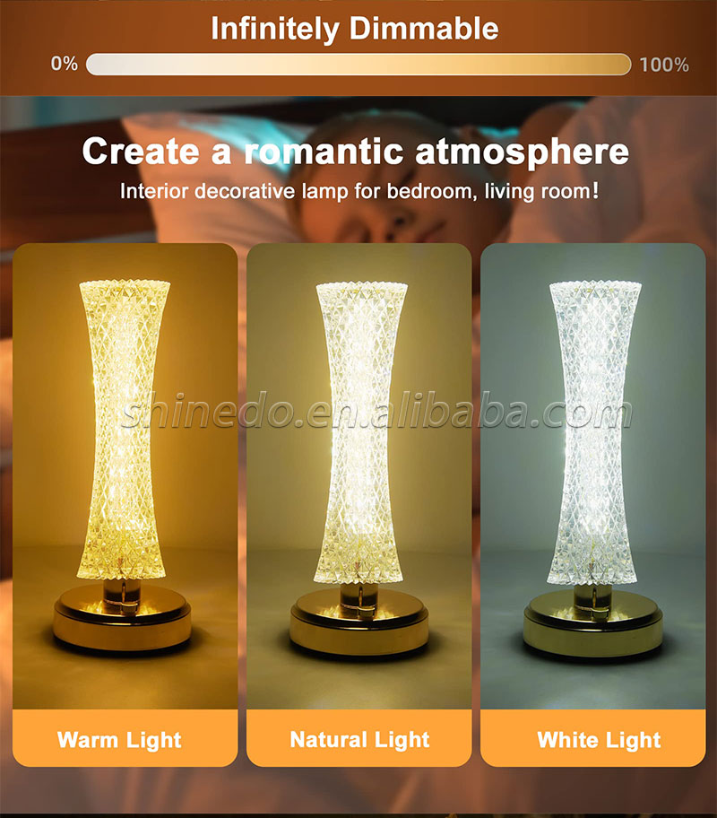 Crystal Table Lamp LED Desktop Night Light Nordic Decoration Desk Lamps Bar Hotel Bedroom Bedside Lighting SD-SR542