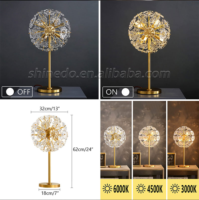 Modern copper light luxury crystal table lamp Living room bedroom floor lamp Dandelion lighting Net red light with simple new SD-SR562