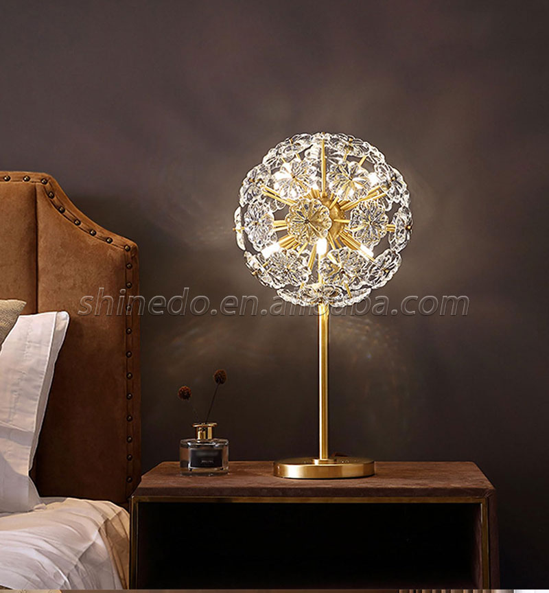 Modern copper light luxury crystal table lamp Living room bedroom floor lamp Dandelion lighting Net red light with simple new SD-SR562