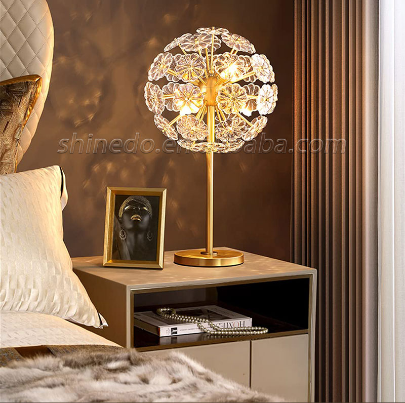 Modern copper light luxury crystal table lamp Living room bedroom floor lamp Dandelion lighting Net red light with simple new SD-SR562