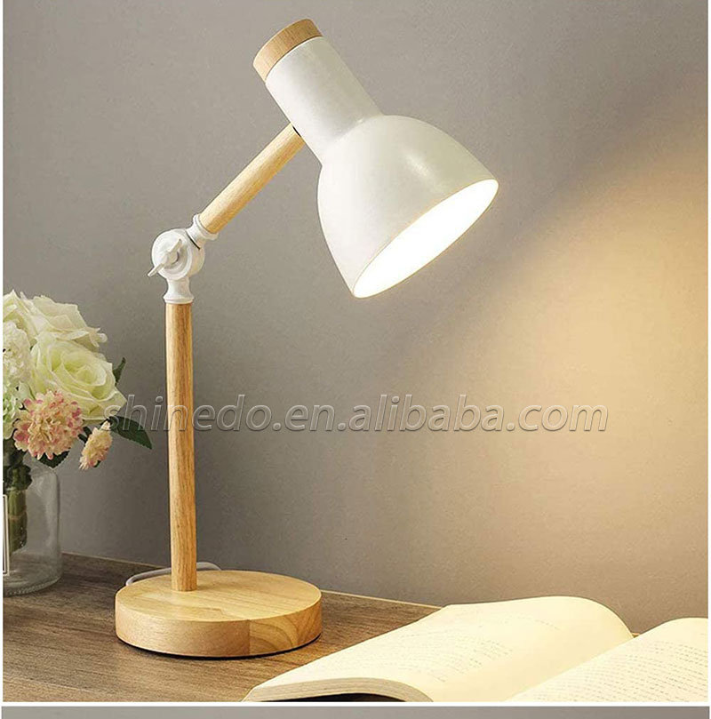 Wood Creative Nordic Table Lamp Wooden Head Simple Bedside Desk Light Eye Protection Reading