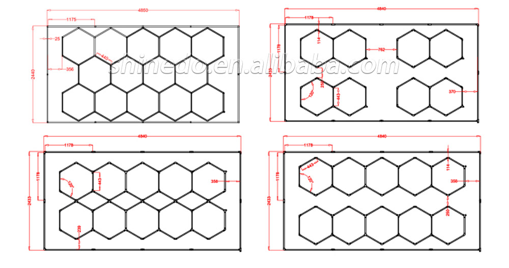 Custom Hexagon Workshop clothing store Lights Led For Car Shop And Garage honeycomb lights Led hexagon Work Garage Light Ceil SD-SL1085