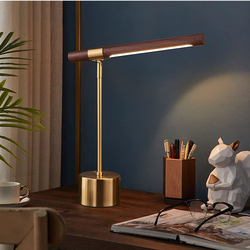 Italian designer wood grain copper Nordic simple bedroom bedside desk soft installation model room hotel lamp SD-SR590