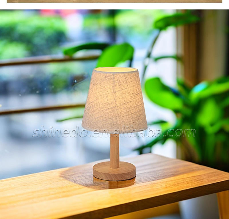 New Chinese cloth wood desk lamp Living room study bedroom simple ins wind bedside led lamp Zhongshan luminaire SD-SR608