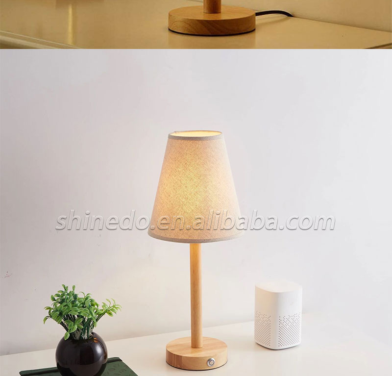 New Chinese cloth wood desk lamp Living room study bedroom simple ins wind bedside led lamp Zhongshan luminaire SD-SR608