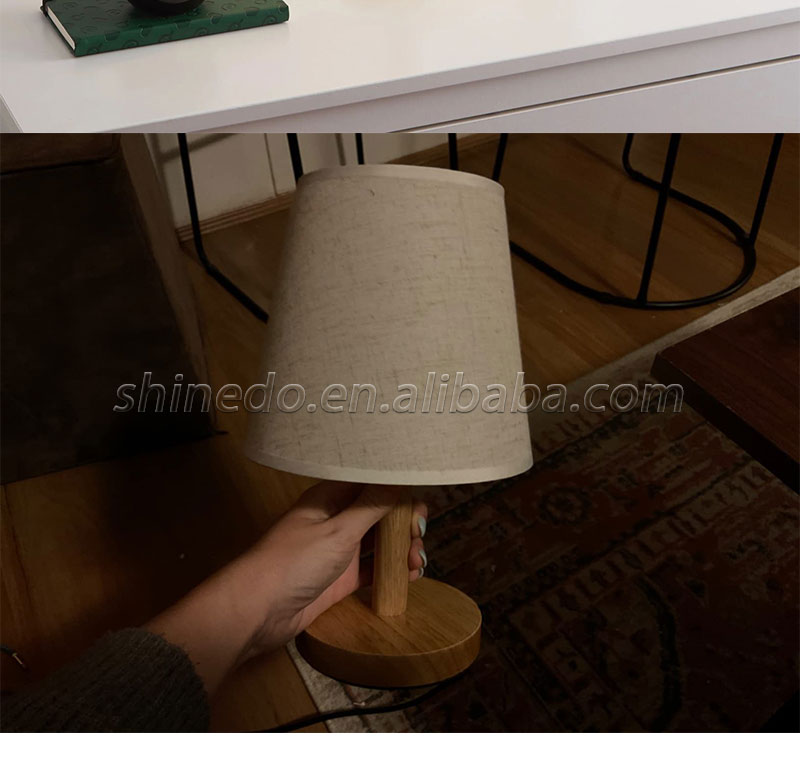 New Chinese cloth wood desk lamp Living room study bedroom simple ins wind bedside led lamp Zhongshan luminaire SD-SR608