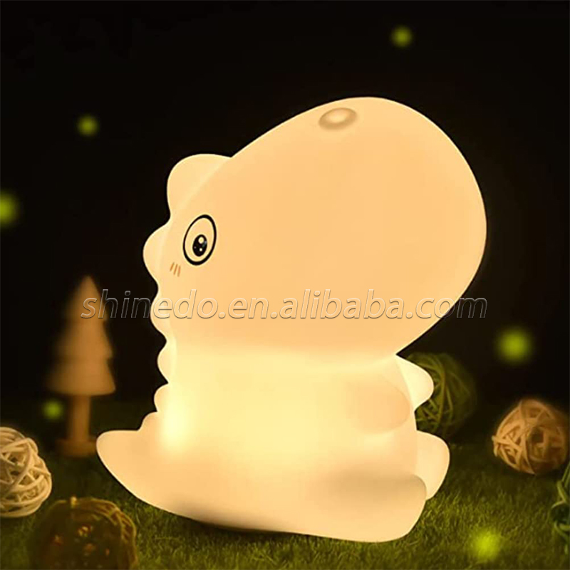 Cartoon dinosaur silicone light color gradient patting nightlight USB charging decorative light SD-SR680