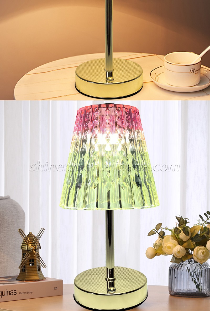 Metal acrylic crystal decorative lamp LED rechargeable bedside nightlight for home decoration SD-SR704