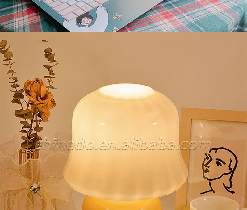 Desk lamp Bedroom bedside lamp Antique glass creme fraiche mushroom lamp in the living room creative nightlight SD-SR751