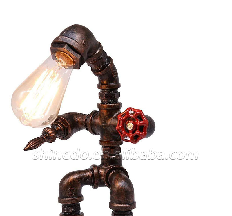 Cross-border for personalized creative iron pipe industrial retro style coffee bar desk water pipe robot lamp SD-SR762