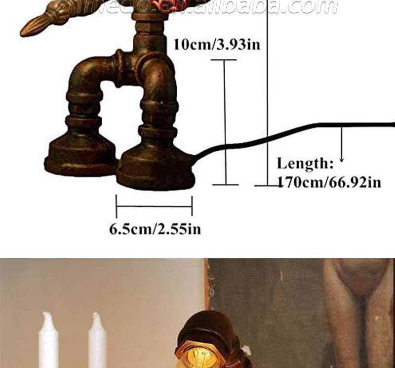 Cross-border for personalized creative iron pipe industrial retro style coffee bar desk water pipe robot lamp SD-SR762