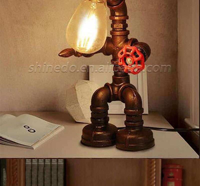 Cross-border for personalized creative iron pipe industrial retro style coffee bar desk water pipe robot lamp SD-SR762