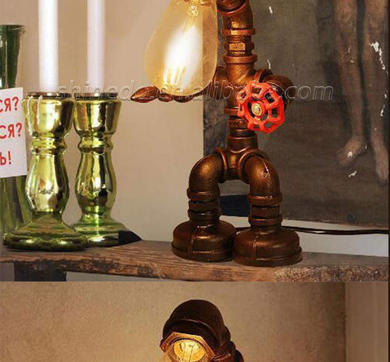 Cross-border for personalized creative iron pipe industrial retro style coffee bar desk water pipe robot lamp SD-SR762