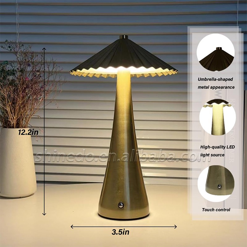 Metal Touch Table Lamp Rechargeable Cordless Decorative Lamp Suitable for Restaurant Hotel Bar Bedroom Bedside Lamp SD-SR728