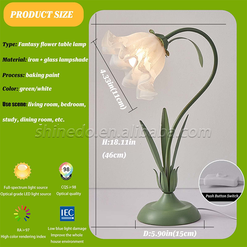 French retro bedside lamp atmosphere lamp Bedroom ins girl's birthday gift small American lily of the valley lamp SD-SR729