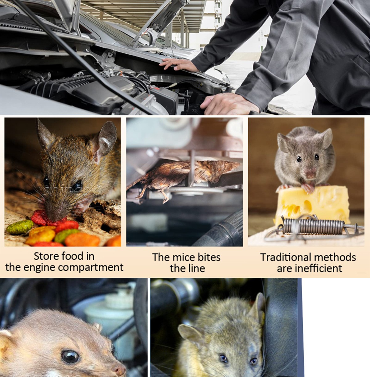 Ultrasonic car mouse repellent protects car circuits at night