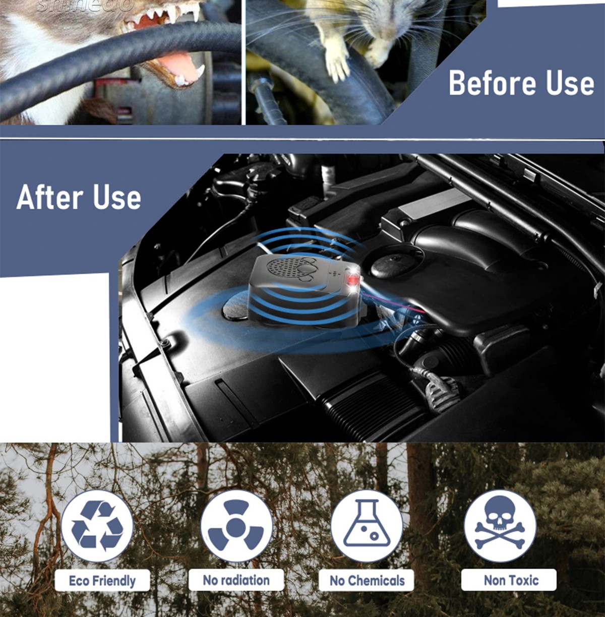 Ultrasonic car mouse repellent protects car circuits at night