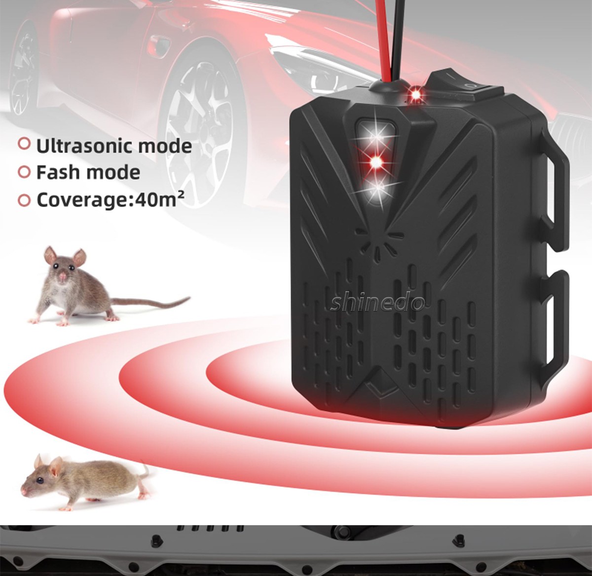 Car electronic ultrasonic mouse repeller Repeller is used at night to prevent animals from damaging power lines