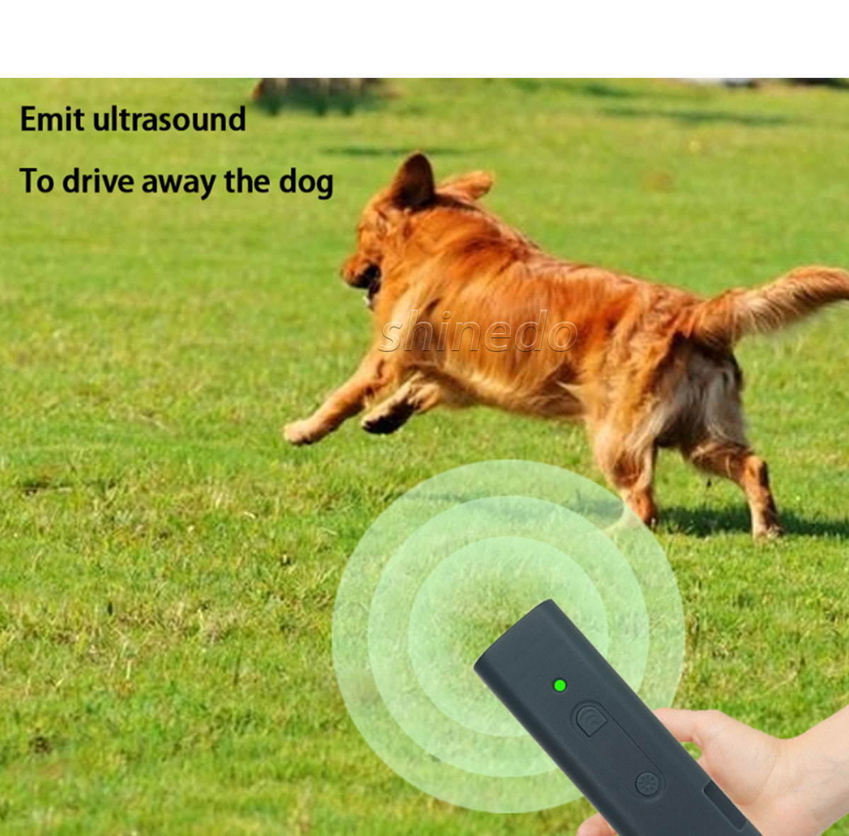 Handheld ultrasonic dog repellent for outdoor protection against dog bites