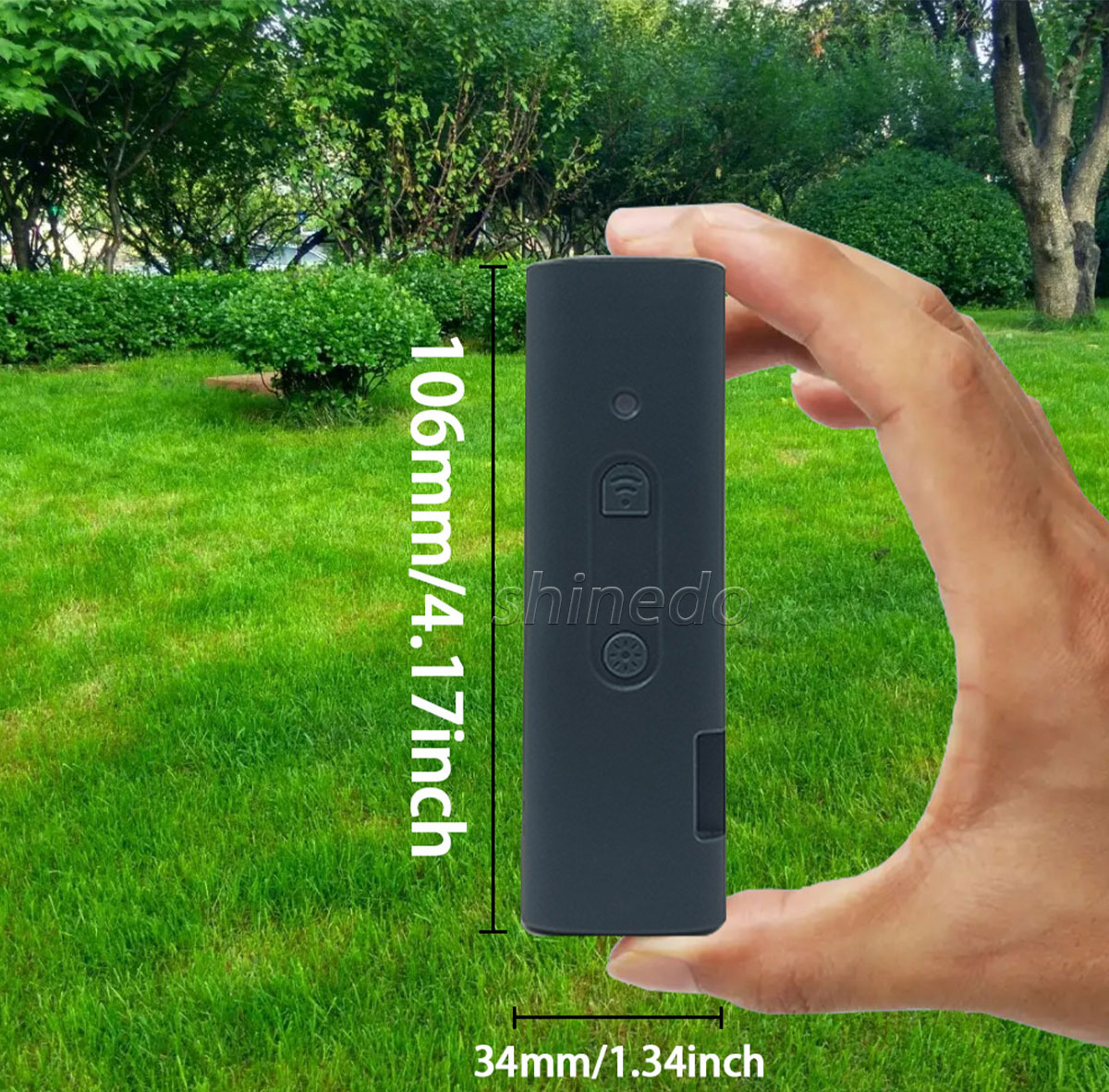 Handheld ultrasonic dog repellent for outdoor protection against dog bites