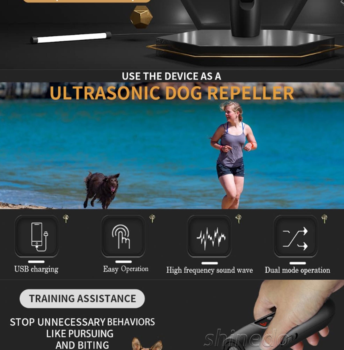 Ultrasonic dog repeller with LED display makes playing with your dog more secure