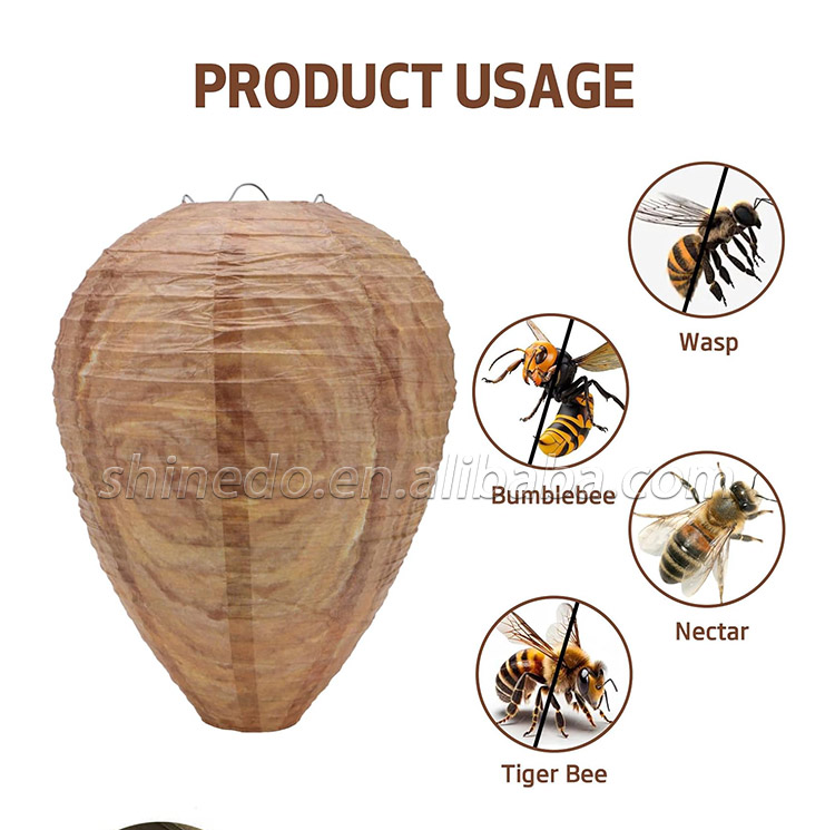 Outdoor wasp nest bait deterrent simulates wasp yellow jacket flying insect trap Hanging bee catcher Wasp trap garden