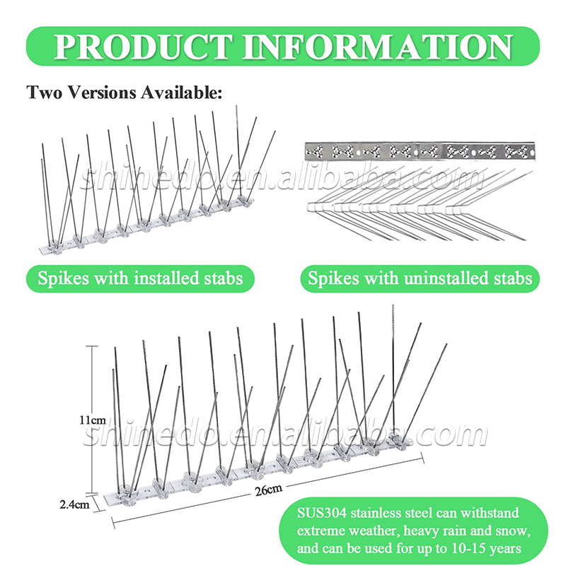 Outdoor Garden Bird Repellent Fence Windowsill Roof Pest Control Bird Spikes Stainless Steel Thorns Bird Spikes Anti Pigeon