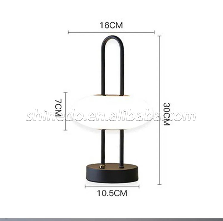 Black Led Table Lamp Metal Frame Portable Led Desktop Night Light Office Hotel Moon Decorated Light Table Lamp Base Metal