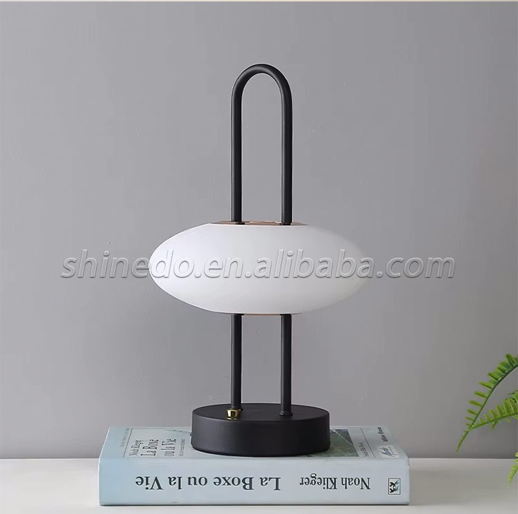 Black Led Table Lamp Metal Frame Portable Led Desktop Night Light Office Hotel Moon Decorated Light Table Lamp Base Metal