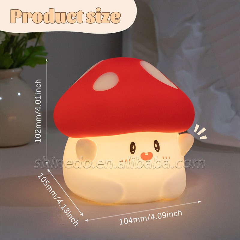 Home bedroom baby kid cartoon night light led Patting Mushroom Shape Decoration light Mini Silicone Night Lamp Light SD-SR499