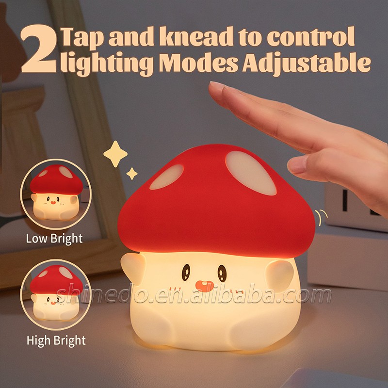 Home bedroom baby kid cartoon night light led Patting Mushroom Shape Decoration light Mini Silicone Night Lamp Light SD-SR499