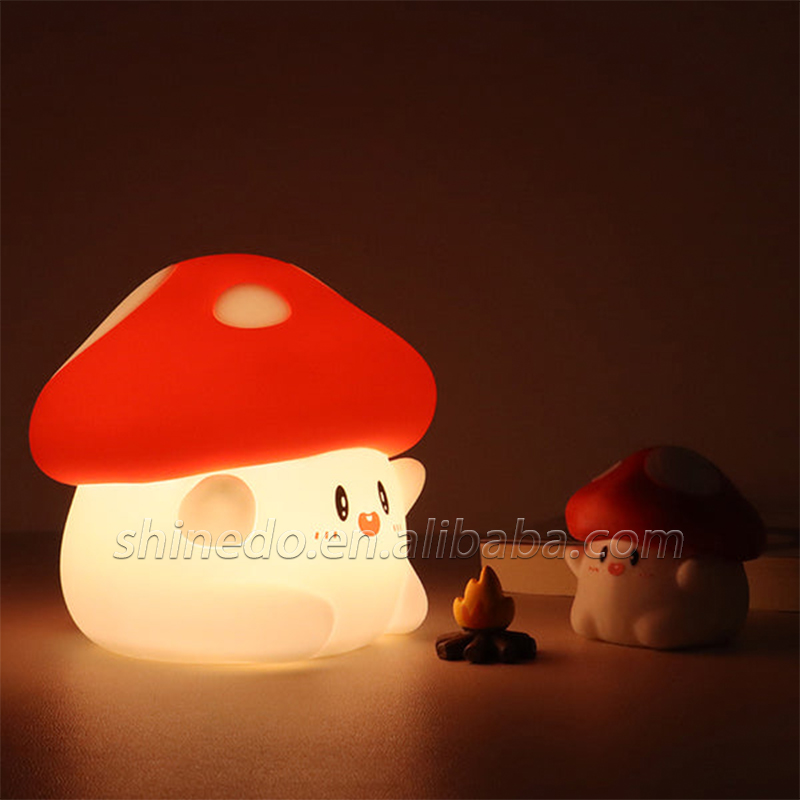 Home bedroom baby kid cartoon night light led Patting Mushroom Shape Decoration light Mini Silicone Night Lamp Light SD-SR499