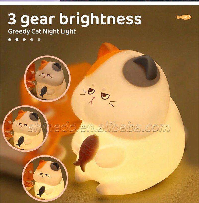 Cartoon Cat Light Led Manufactur Cute Silicone Night Lamp Kids Baby Sleeping Colorful Pat Touch Night Light For Bedroom SD-SR1009