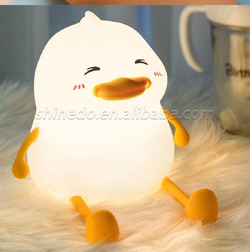 Silicone Animal Duck Led Night Light Squeezed Toy Nightlight Touch Switch Bedside Table Lamp Baby Room Sleep Led Night Light SD-SR1014