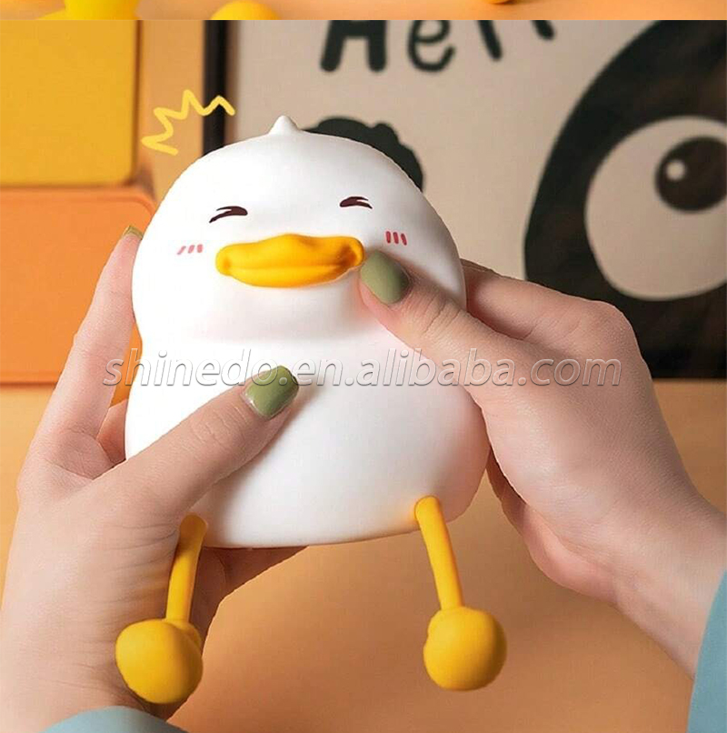 Silicone Animal Duck Led Night Light Squeezed Toy Nightlight Touch Switch Bedside Table Lamp Baby Room Sleep Led Night Light SD-SR1014