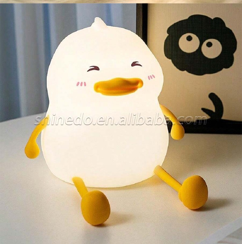 Silicone Animal Duck Led Night Light Squeezed Toy Nightlight Touch Switch Bedside Table Lamp Baby Room Sleep Led Night Light SD-SR1014