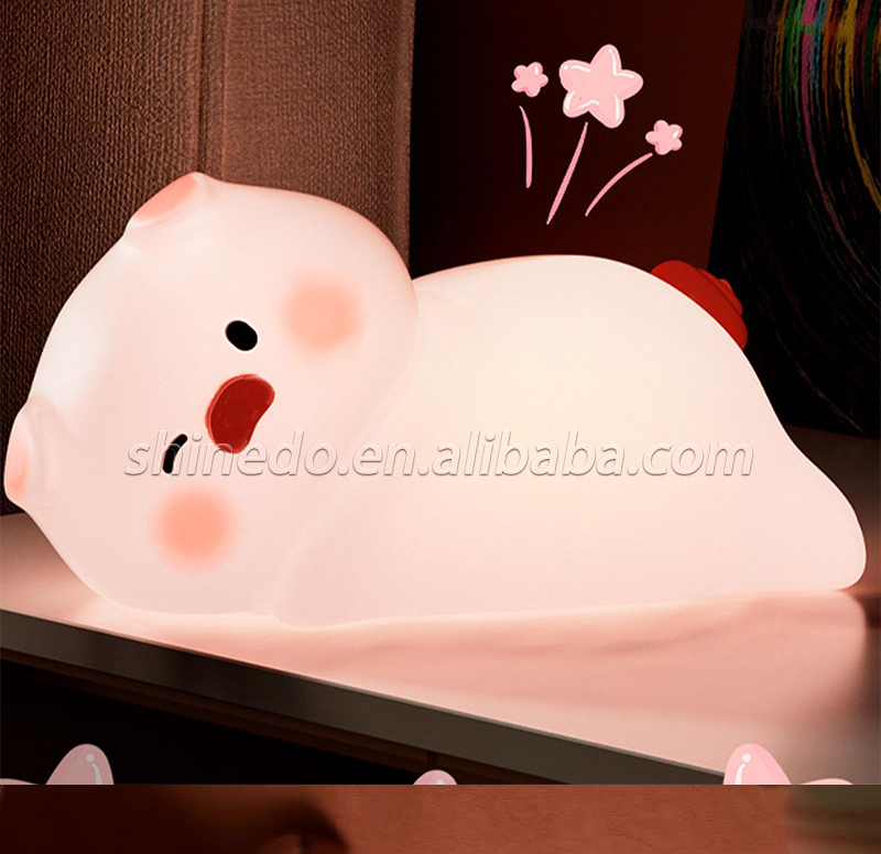 Touch Sensor Led Pat Night Light Rechargeable Cartoon Pig Silicone Animal Light Baby Toy Kids Lamp Night Light Bedroom SD-SR1017