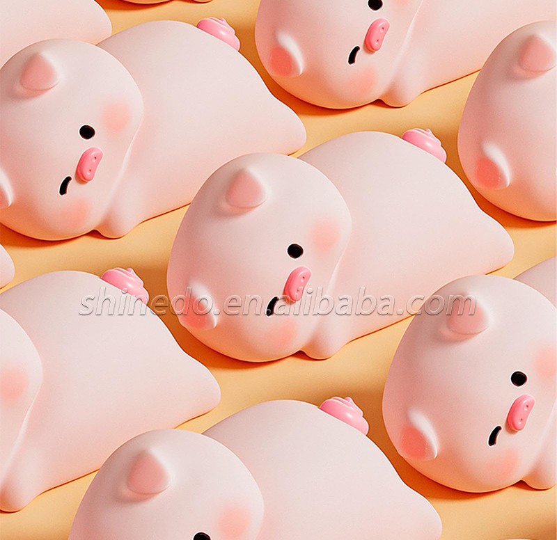 Touch Sensor Led Pat Night Light Rechargeable Cartoon Pig Silicone Animal Light Baby Toy Kids Lamp Night Light Bedroom SD-SR1017