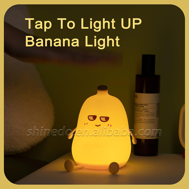 Fruit Design Banana Shape Soft Silicone Night Light Led Manufactur Atmosphere Light Touch Lamps Bedside Custom Night Light Decor SD-SR1018