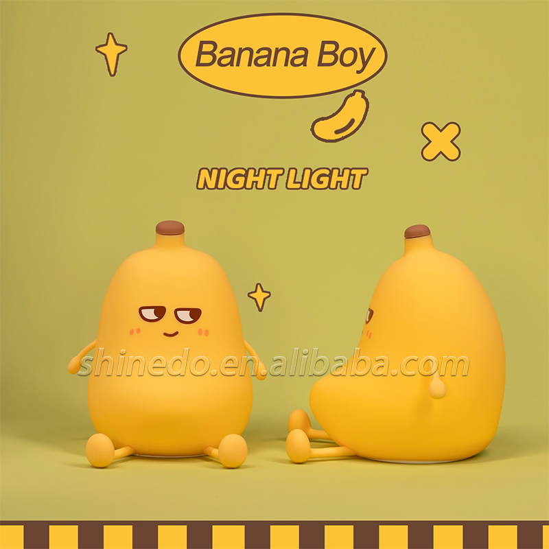 Fruit Design Banana Shape Soft Silicone Night Light Led Manufactur Atmosphere Light Touch Lamps Bedside Custom Night Light Decor SD-SR1018